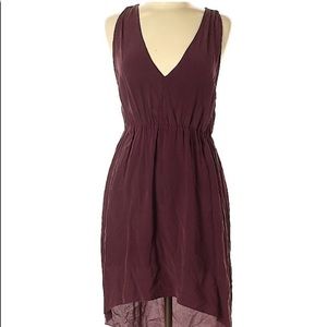 Aritzia Babaton 100% silk purple high low hem vneck sleeveless dress M